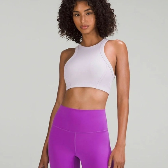 NWT Ribbed nulu  high neck bra - faint lavender - Picture 1 of 9